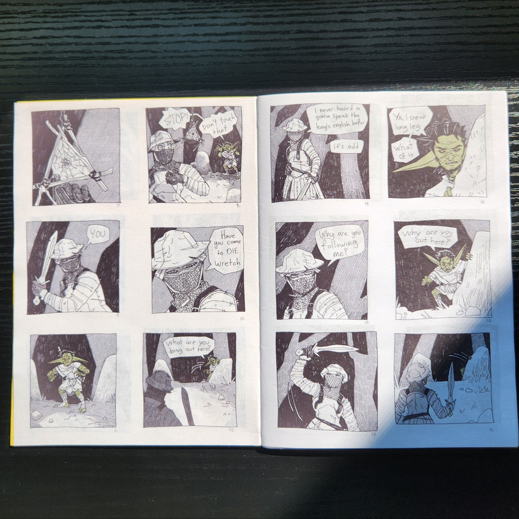 Open printed Zine of Crumbs comic. Comic page. 