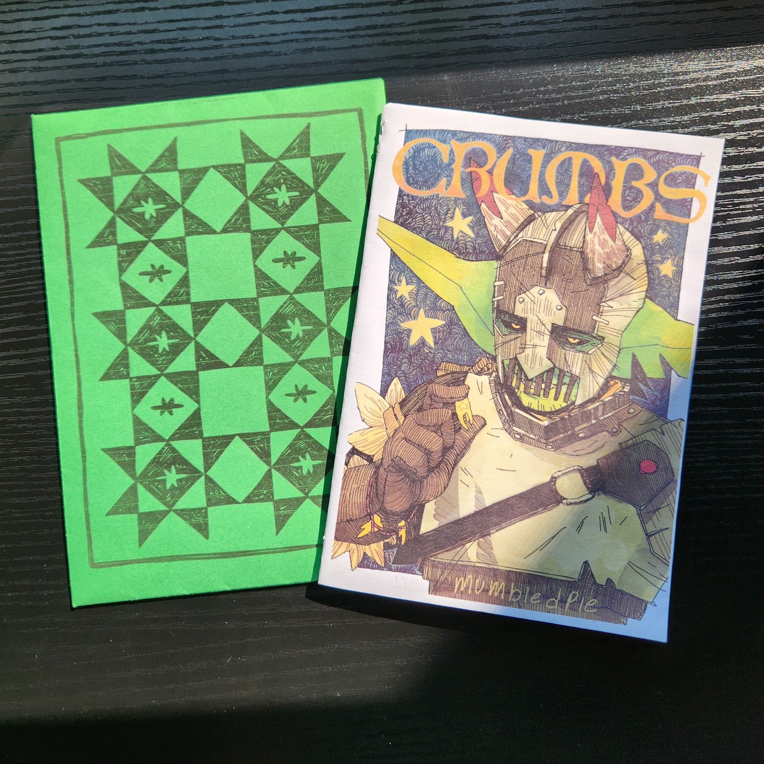 CRUMBS comic book Zine print. Featuring Crumbs the goblin and Lilie the novice Knight. Dark Fantasy. Zine
