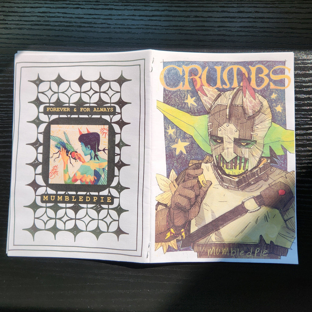 CRUMBS comic book Zine print. Featuring Crumbs the goblin and Lilie the novice Knight. Dark Fantasy. Zine
