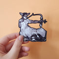 Sagittarius Black & White Sticker 3x3 Pen and ink illustration 