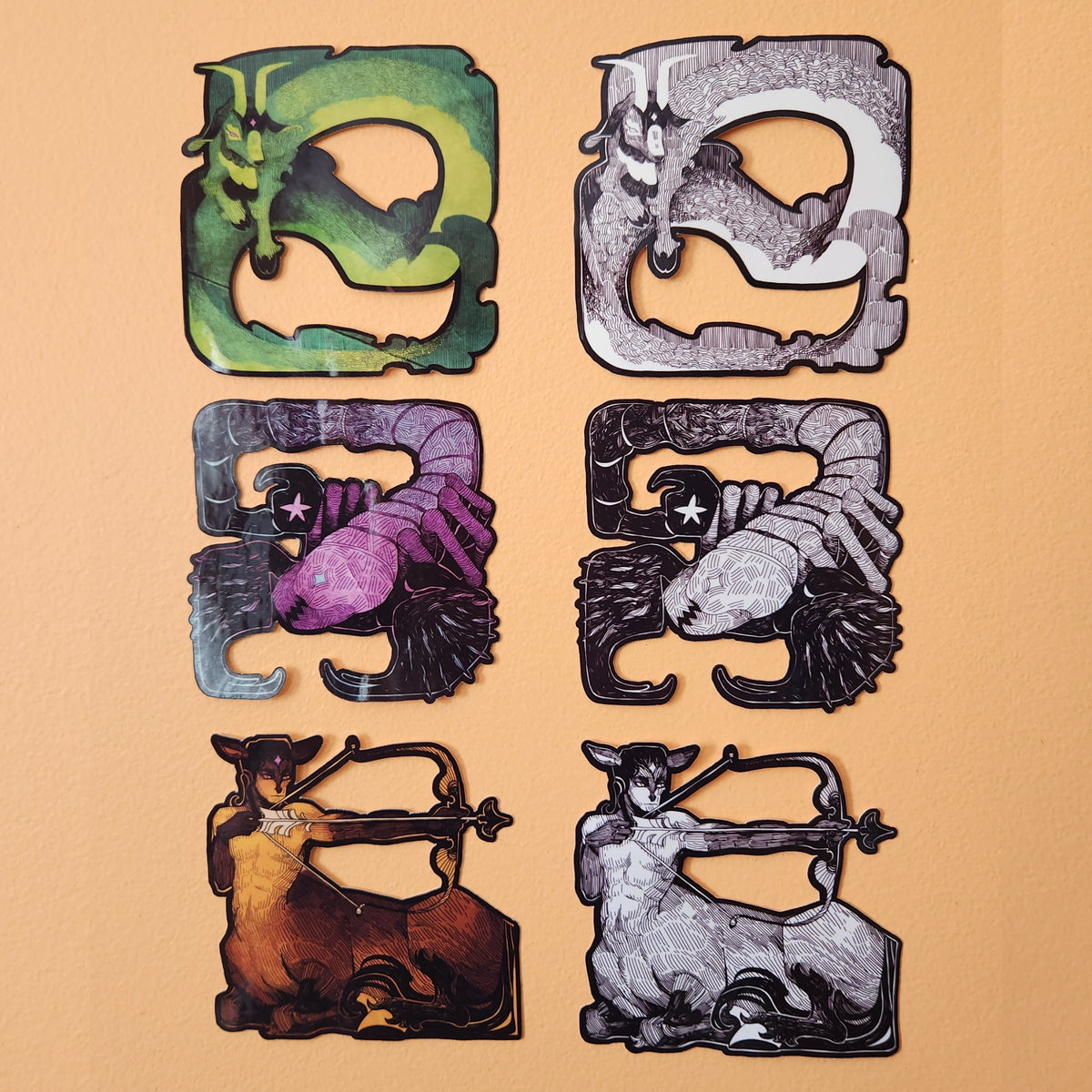 Zodiac 3x3 sticker Collection 1 with colour and back and white