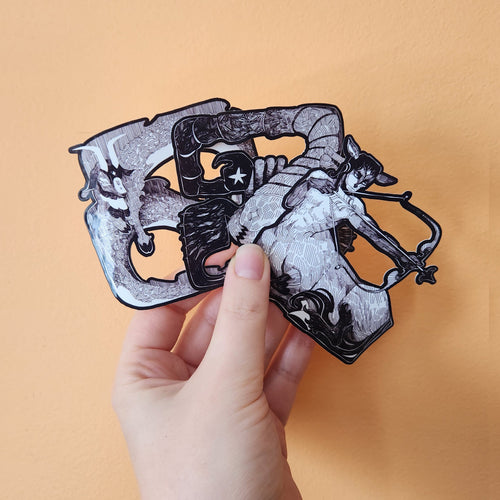 Zodiac Black & White Sticker 3x3 Pen and ink illustration set 1