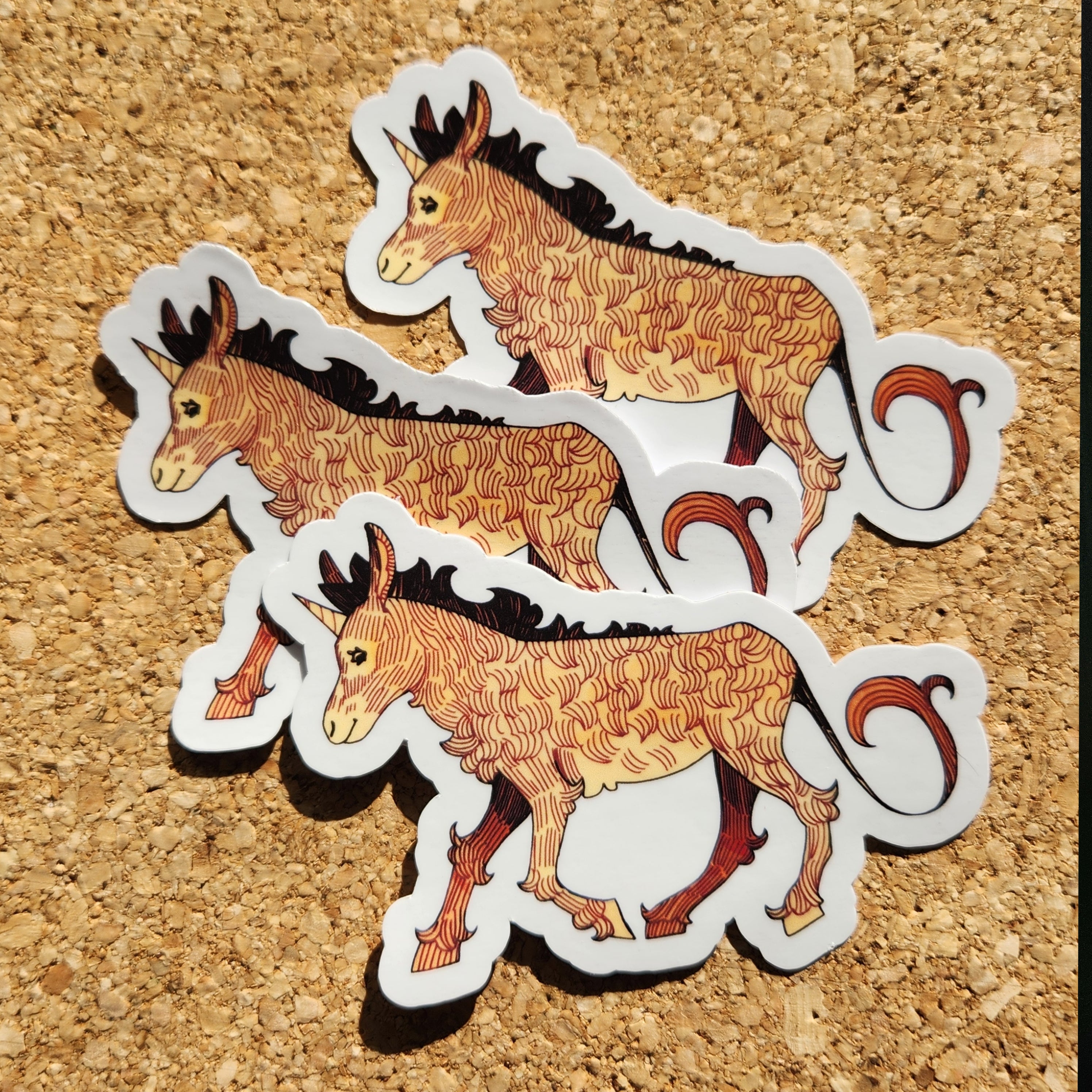 The golden Mule from the CRUMBS the goblin comic. Die cut stickers